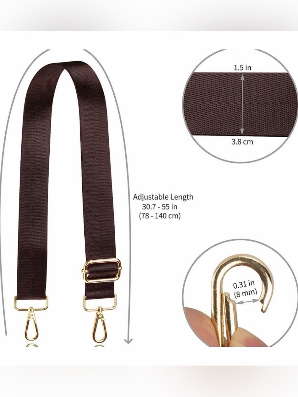 NWT dark brown purse strap